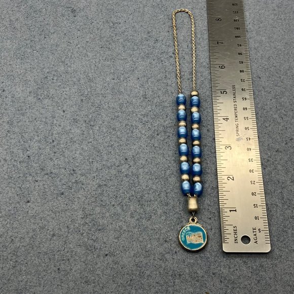 Greece Greek Pendant Charm As Is Flag Blue Enamel Silver Chain Round Bracelet - Picture 5 of 7
